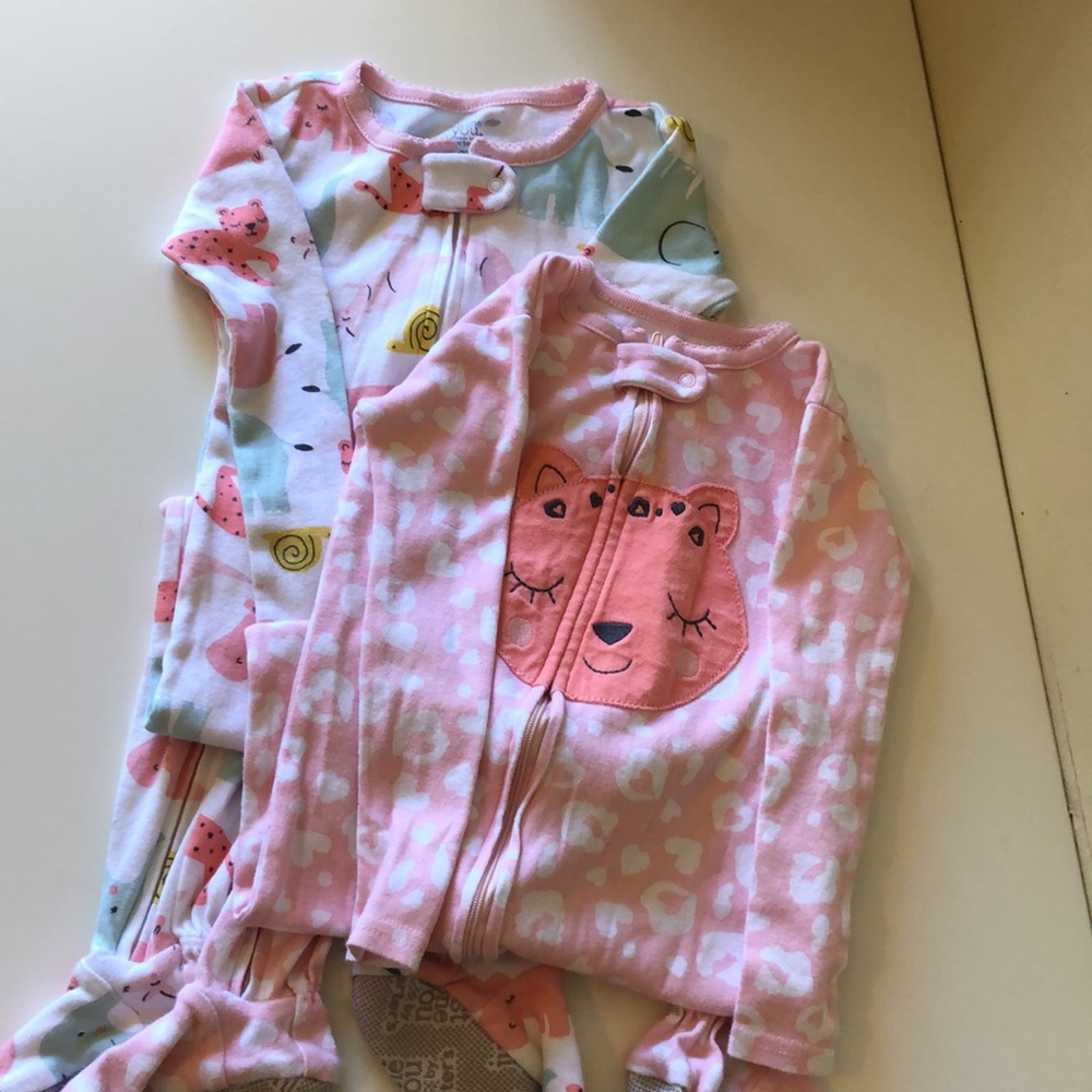 2T Set of 2 just one you cotton footed pjs